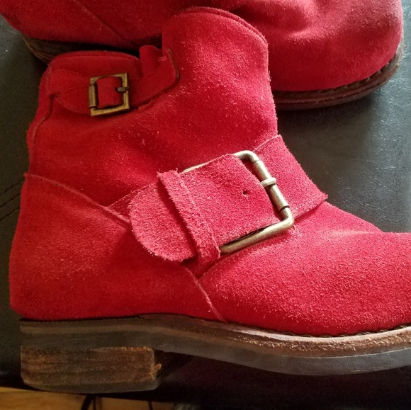 RARE! Red suede Jeffrey Campbell moto boots - Picture 8 of 8